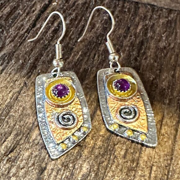 Handcrafted Bohemian Vintage Copper Dangle Earring, Retro Ethnic Style , Gift B - Picture 6 of 10